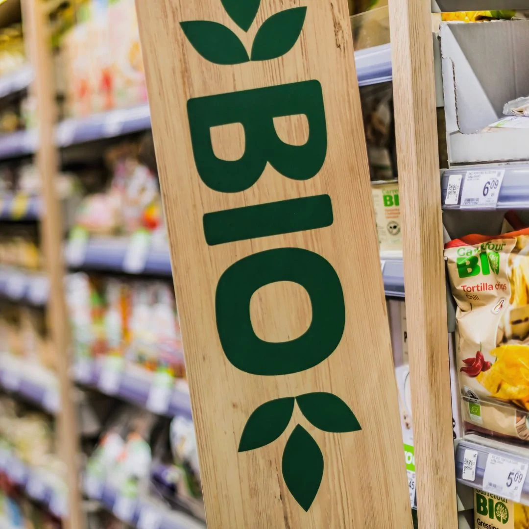 Organic products section in the shop 